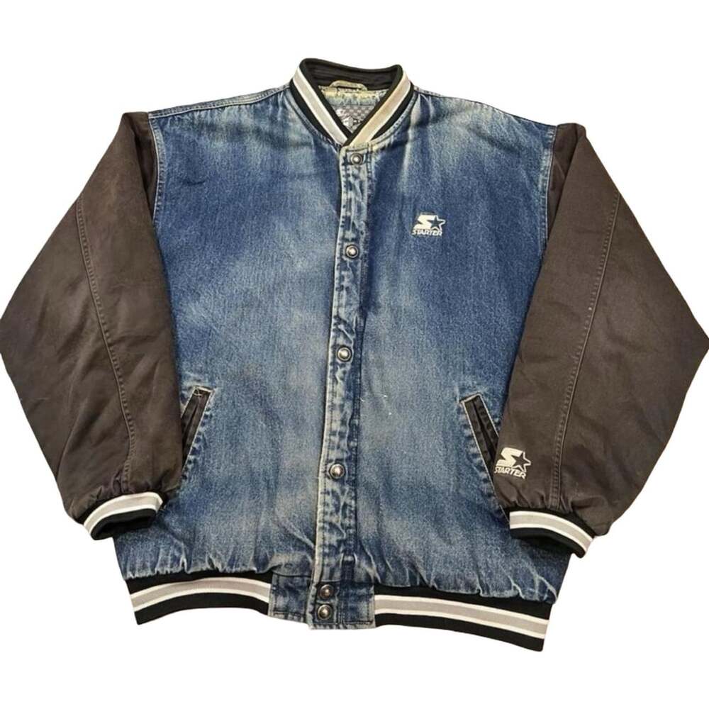 Vintage Starter Sport Denim and Canvas Varsity Jacket Size XL